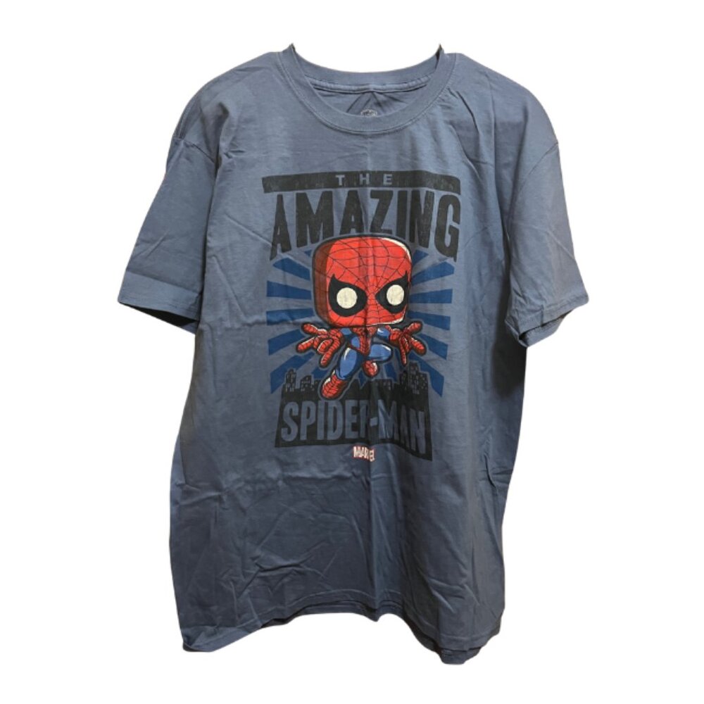 Marvel Spider-Man Pop Art Tee - Blue with Red Print